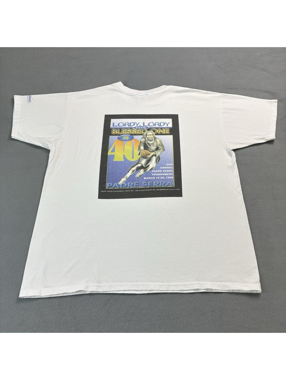 Vintage 90s Lordy Lordy The Blessed One Jesus Basketball T Shirt Size XL White